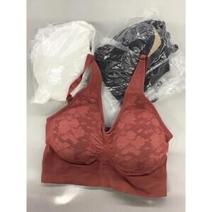 Rhonda Shear Lace Detail Bra Set - Rust, Black, White